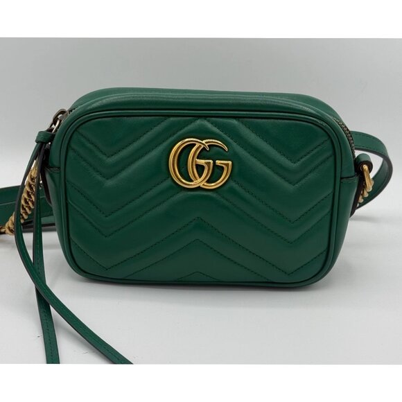 Gucci Small Marmont Matelasse Shoulder Bag Green 810-080125 - Picture 1 of 16